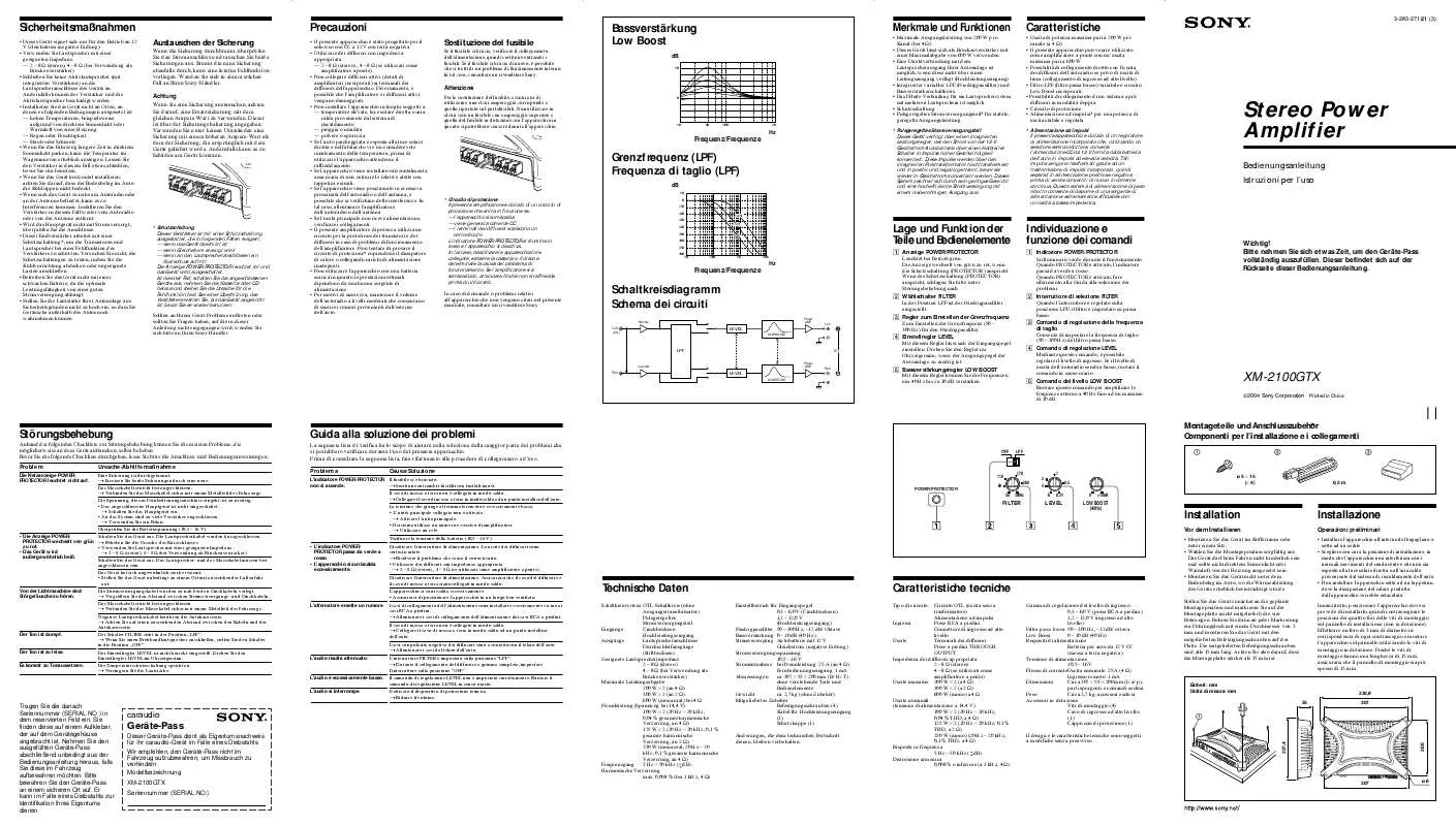 Mode d'emploi SONY XM-2100GTX