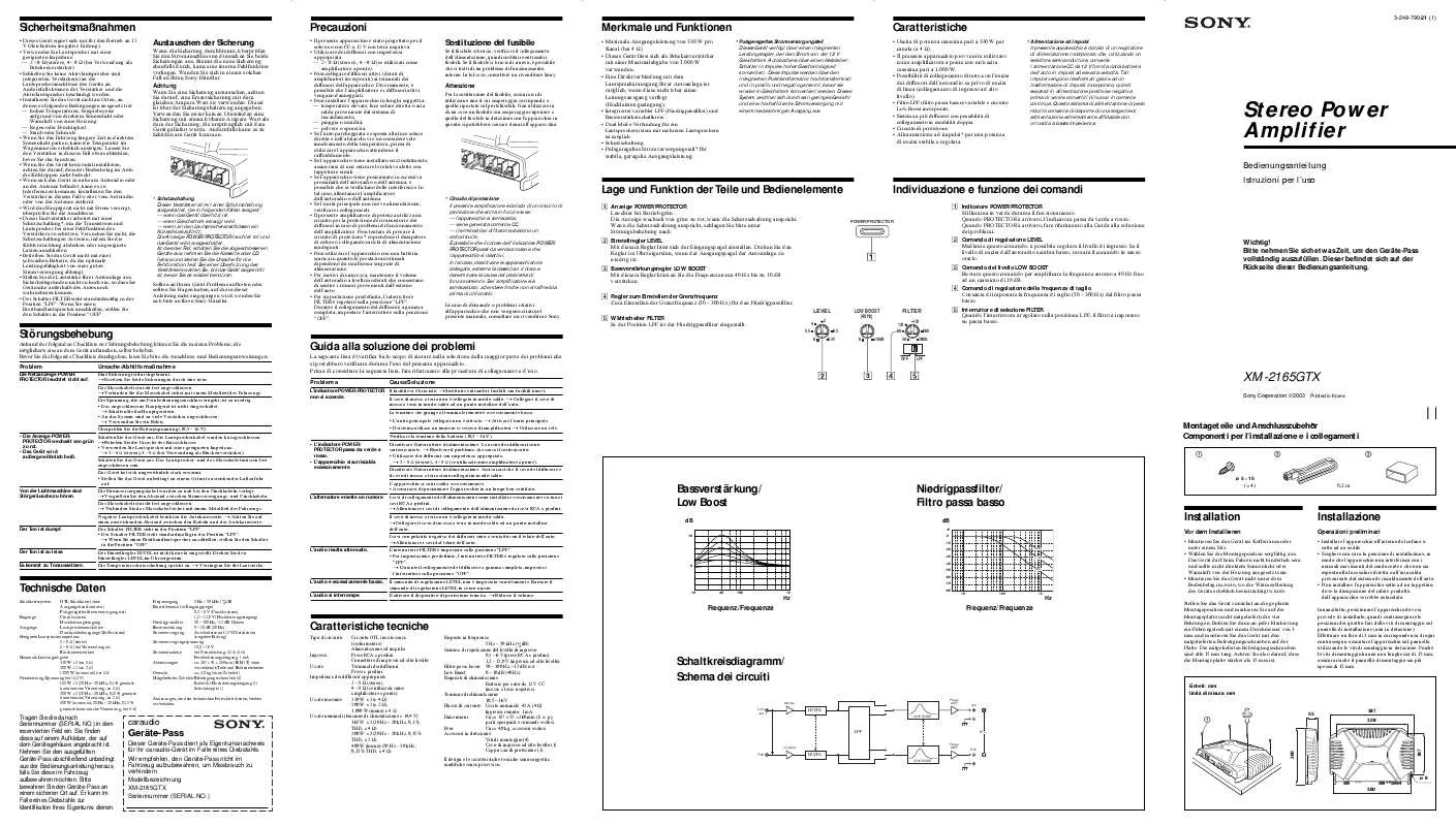 Mode d'emploi SONY XM-2165GTX