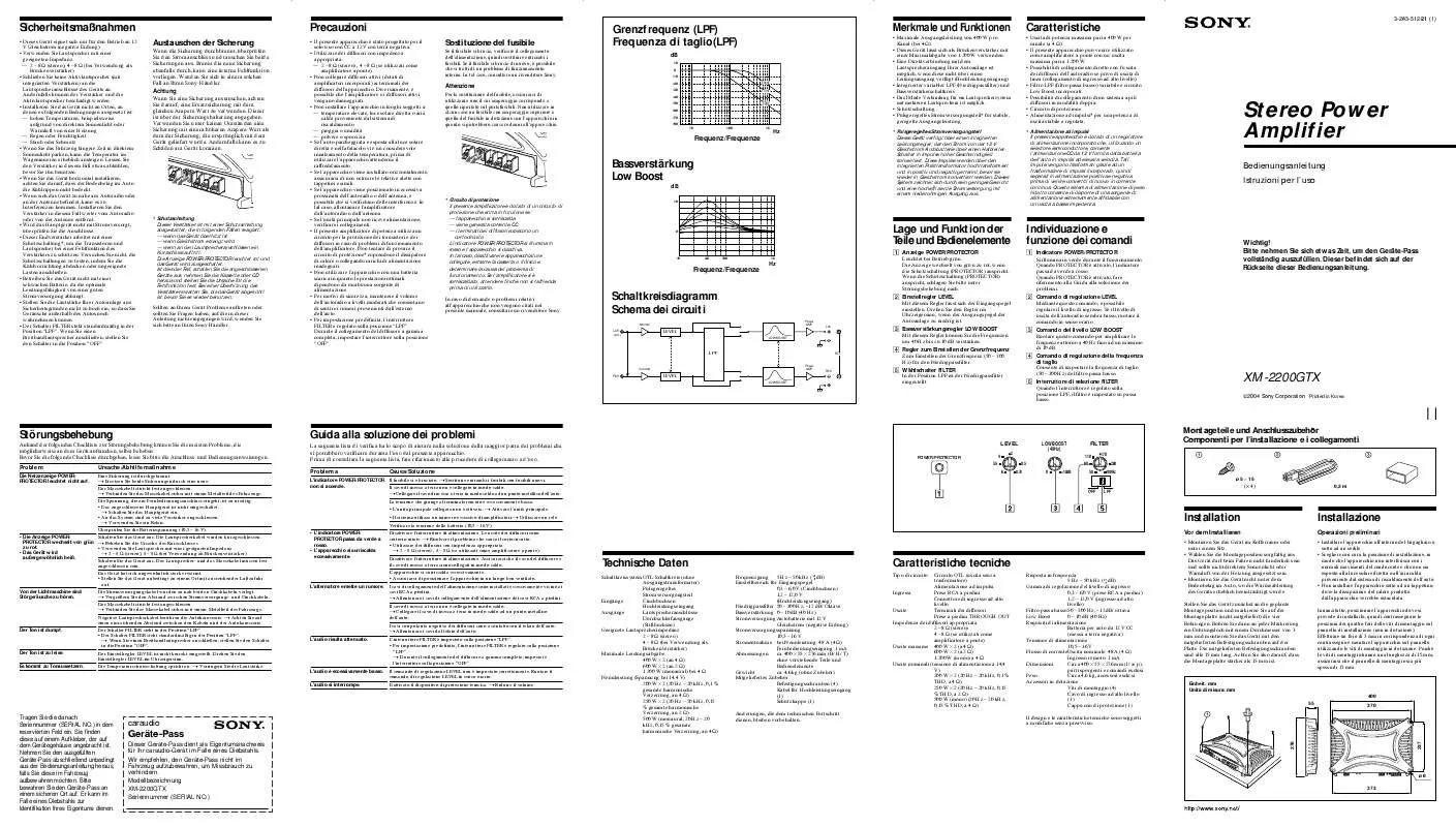 Mode d'emploi SONY XM-2200GTX