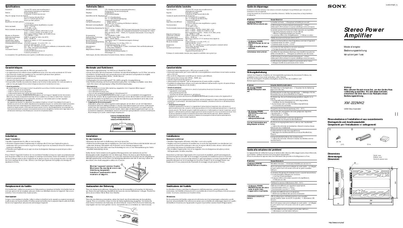 Mode d'emploi SONY XM-222MK2