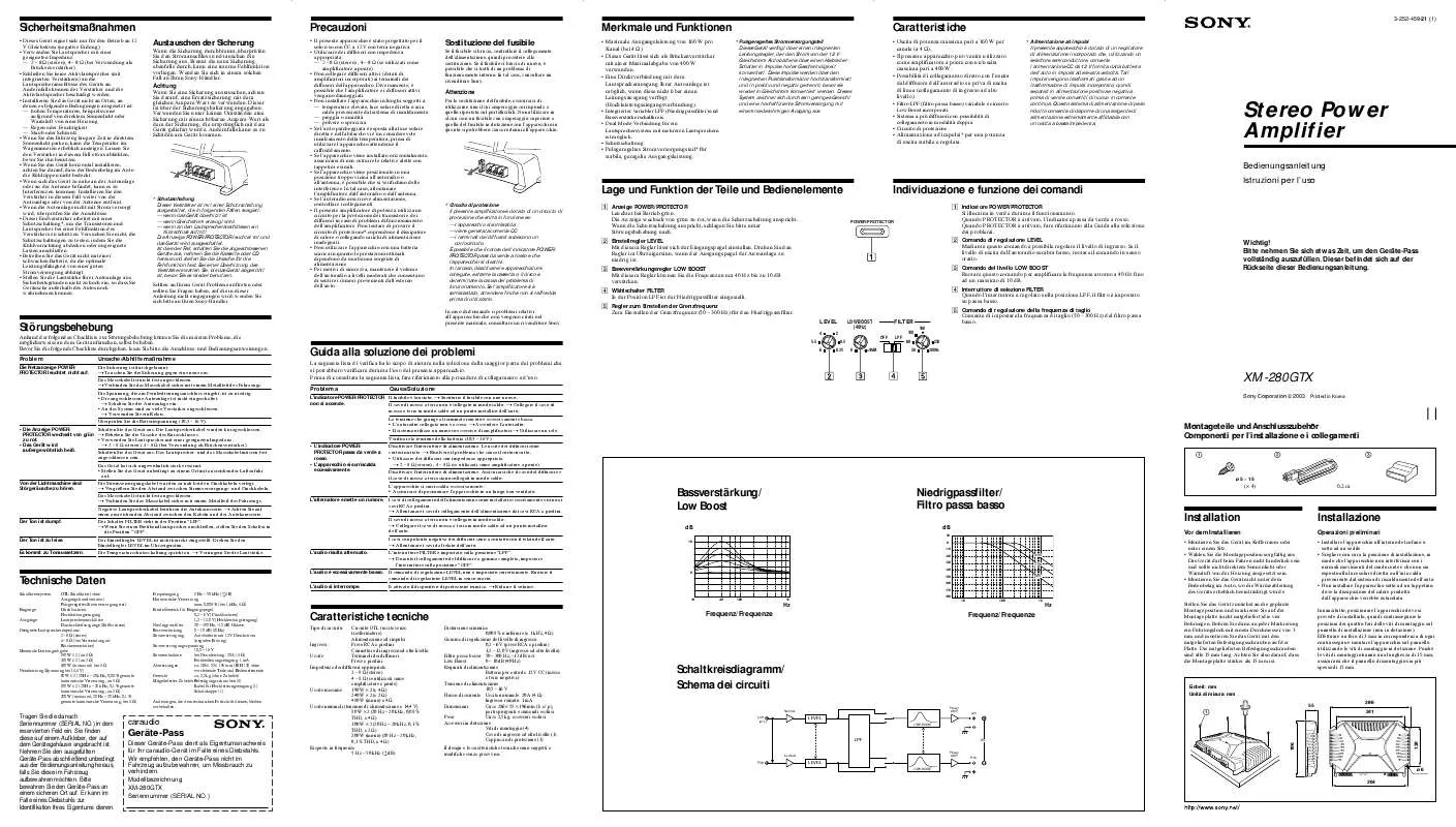 Mode d'emploi SONY XM-280GTX