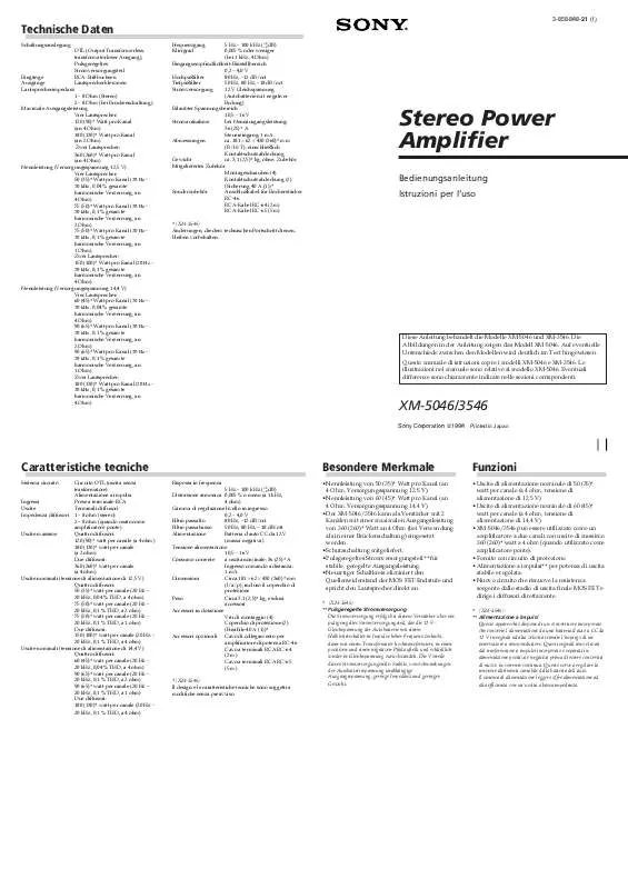 Mode d'emploi SONY XM-3546