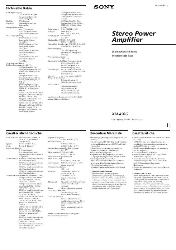 Mode d'emploi SONY XM-450G