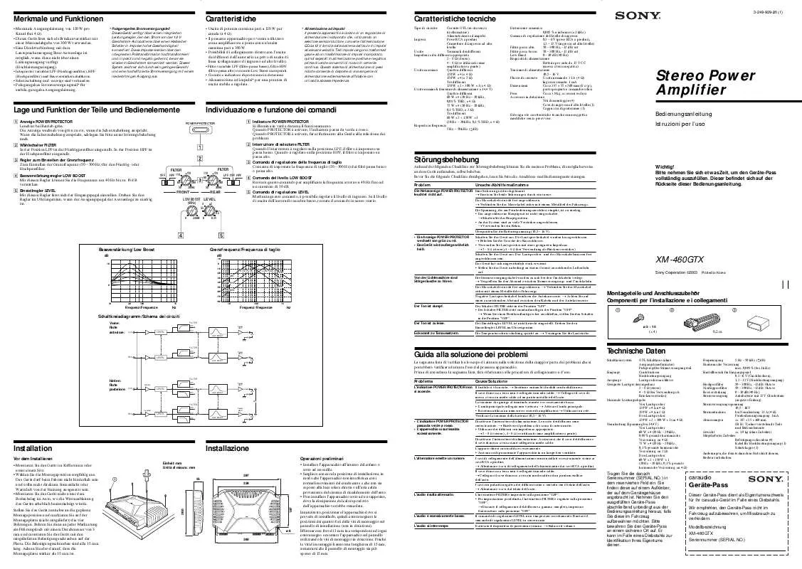 Mode d'emploi SONY XM-460GTX