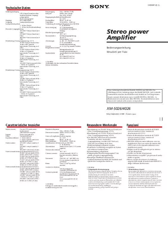 Mode d'emploi SONY XM-5026