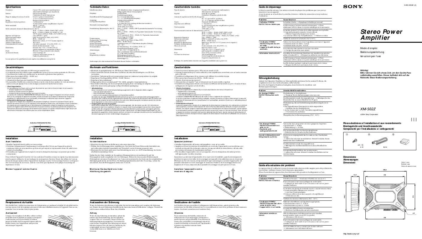 Mode d'emploi SONY XM-502Z