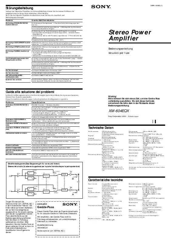 Mode d'emploi SONY XM-604EQX