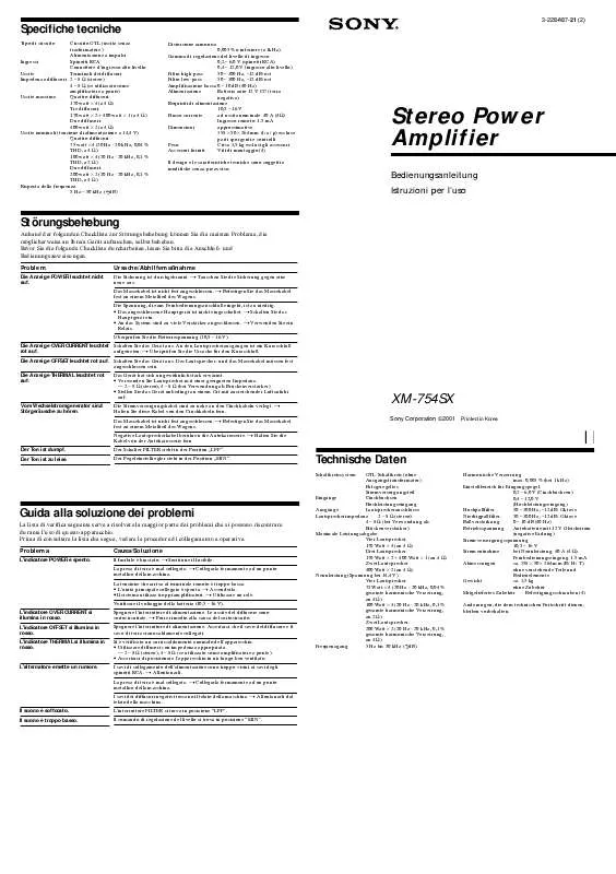 Mode d'emploi SONY XM-754SX