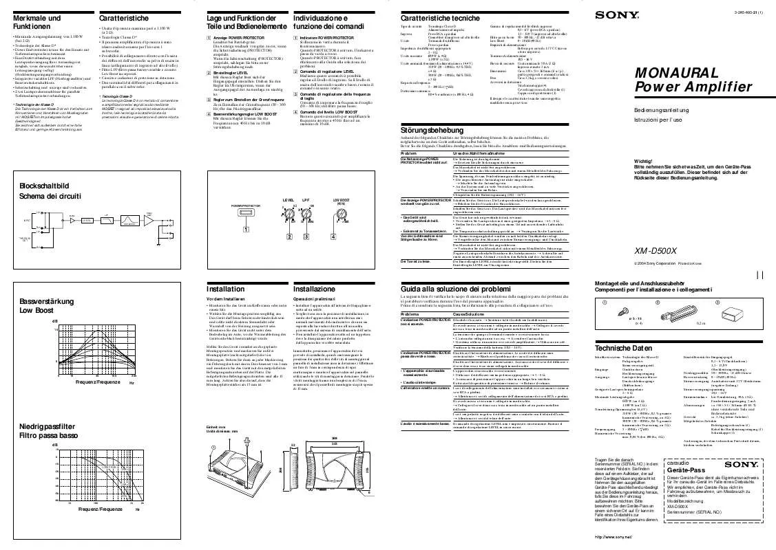 Mode d'emploi SONY XM-D500X