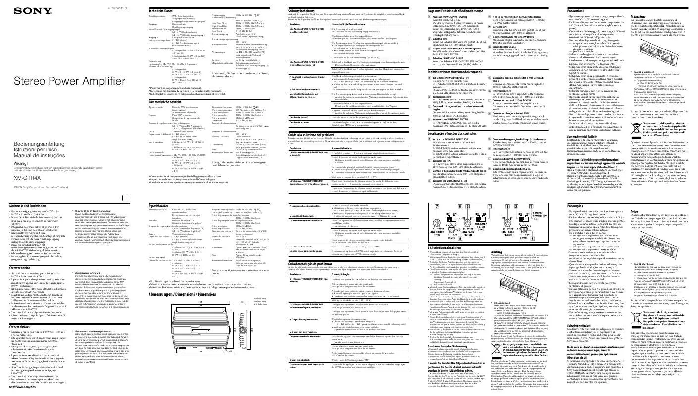 Mode d'emploi SONY XM-GTR4A