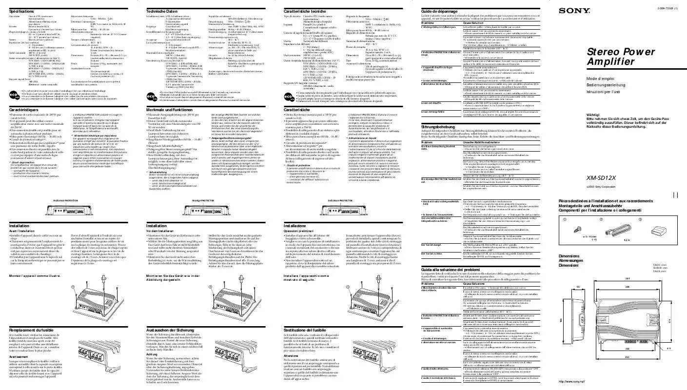 Mode d'emploi SONY XM-SD12X