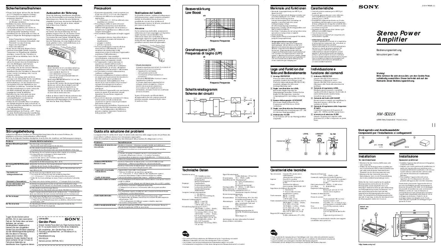 Mode d'emploi SONY XM-SD22X