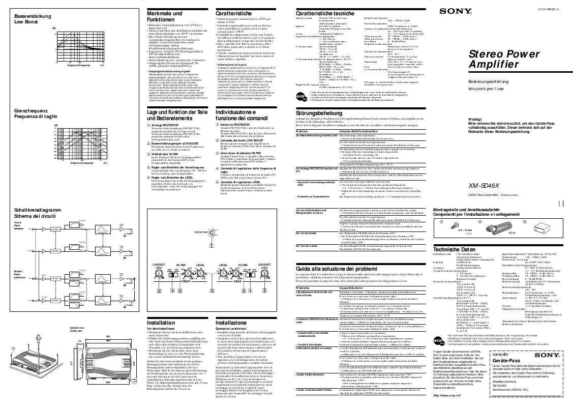 Mode d'emploi SONY XM-SD46X