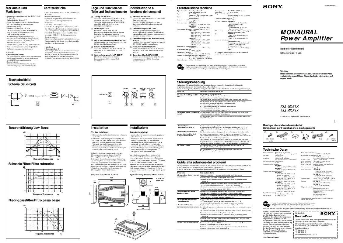 Mode d'emploi SONY XM-SD51X