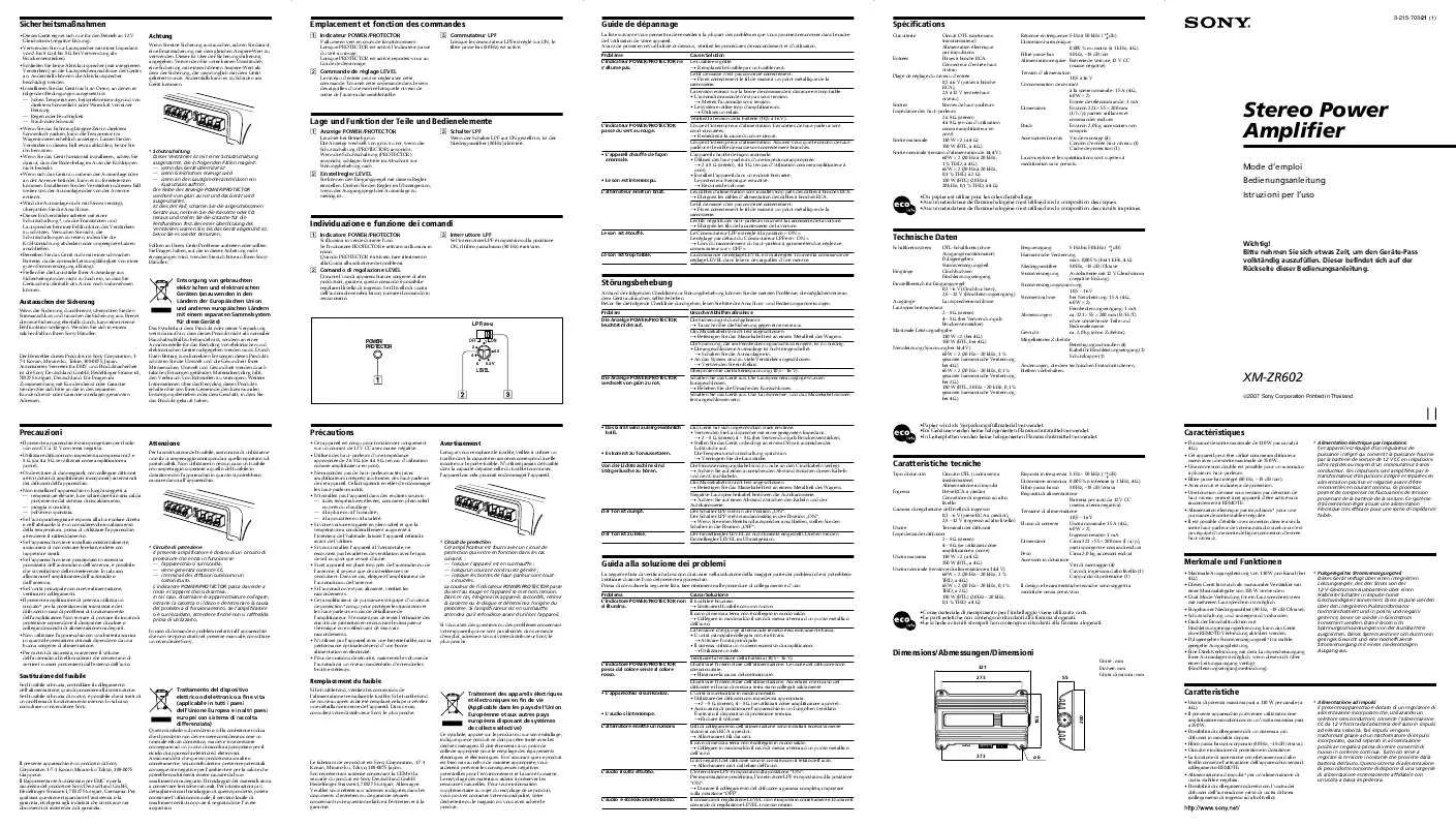 Mode d'emploi SONY XM-ZR602