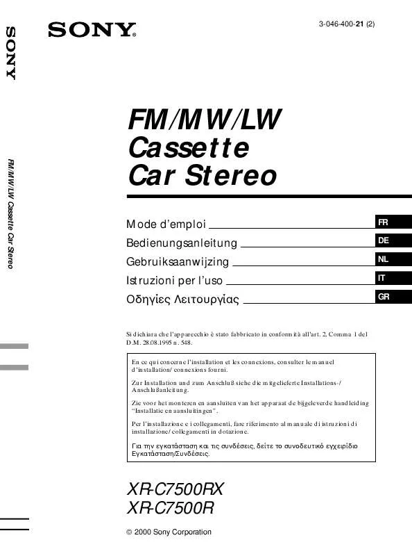 Mode d'emploi SONY XR-C7500R