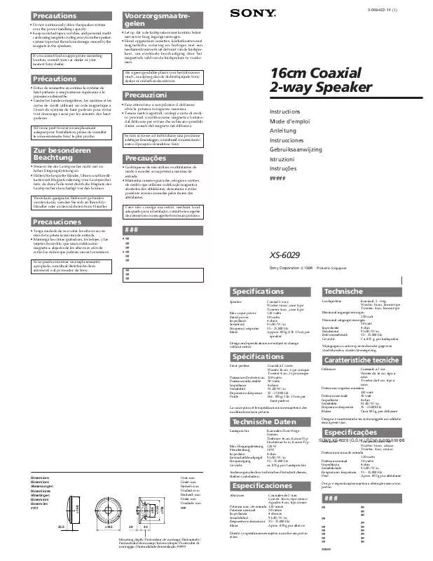 Mode d'emploi SONY XS-6029