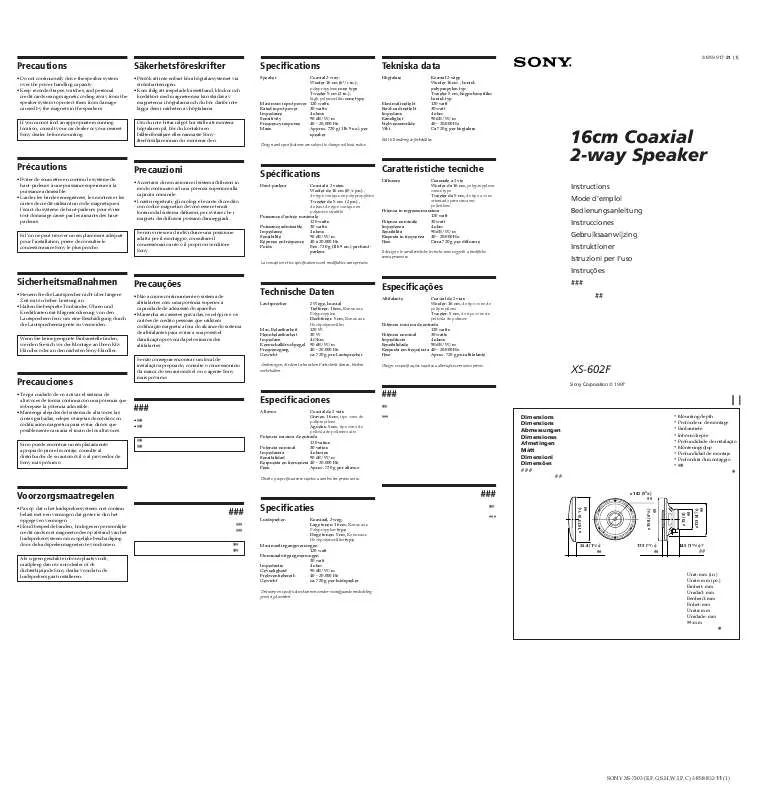 Mode d'emploi SONY XS-602F