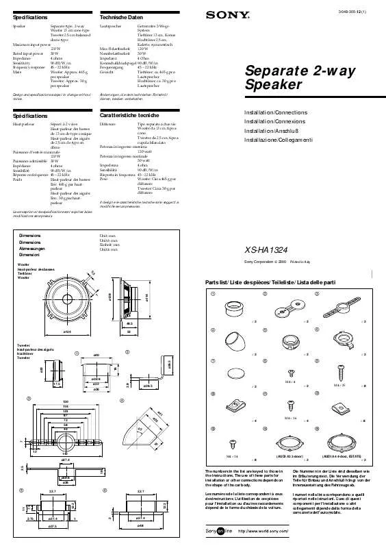 Mode d'emploi SONY XS-HA1324