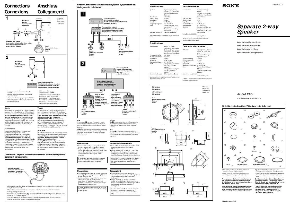 Mode d'emploi SONY XS-HA1327