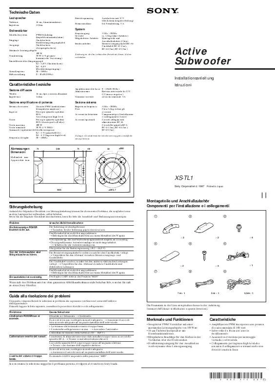 Mode d'emploi SONY XS-TL1