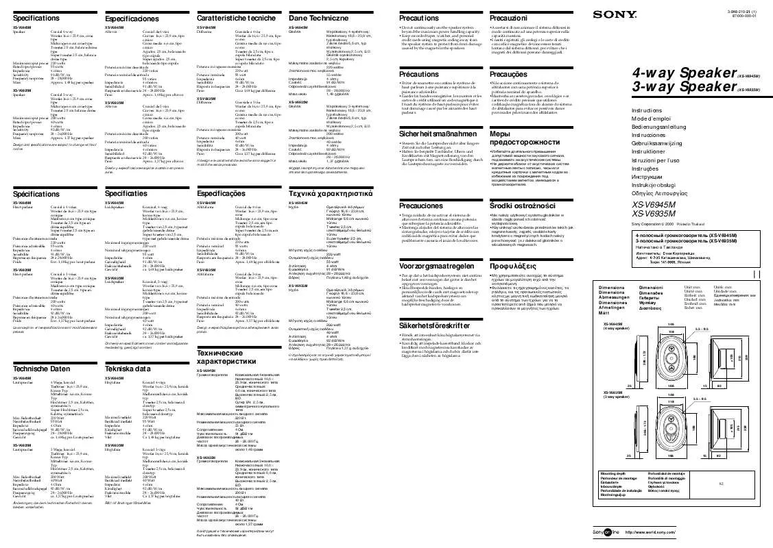 Mode d'emploi SONY XS-V6935M