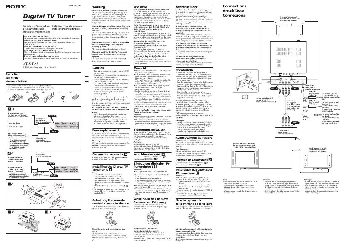 Mode d'emploi SONY XT-DTV1