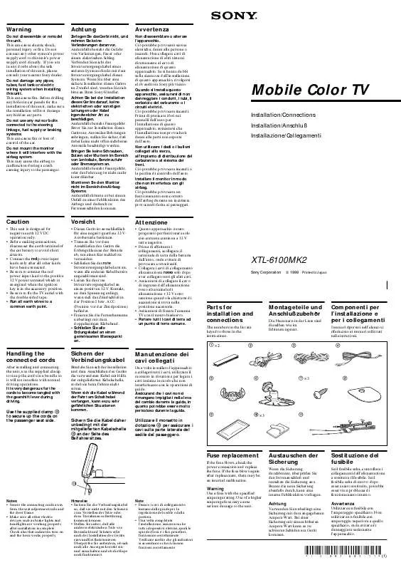 Mode d'emploi SONY XTL-6100MK2