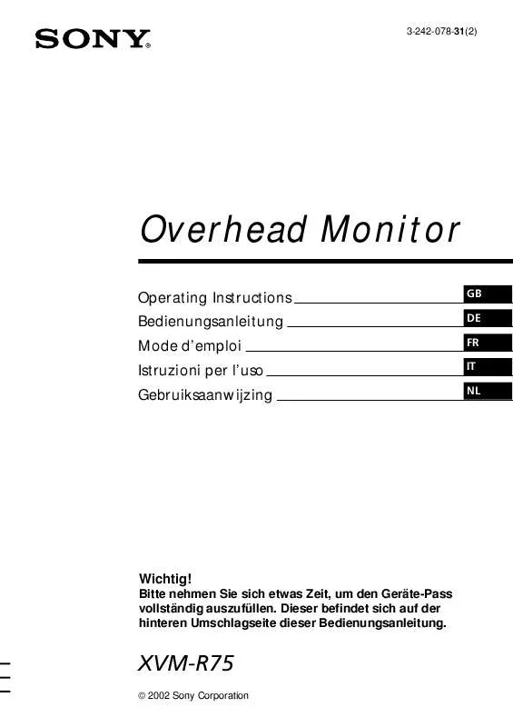 Mode d'emploi SONY XVM-R75