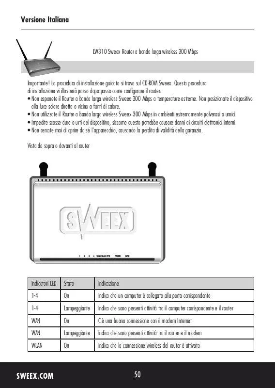 Mode d'emploi SWEEX LW310