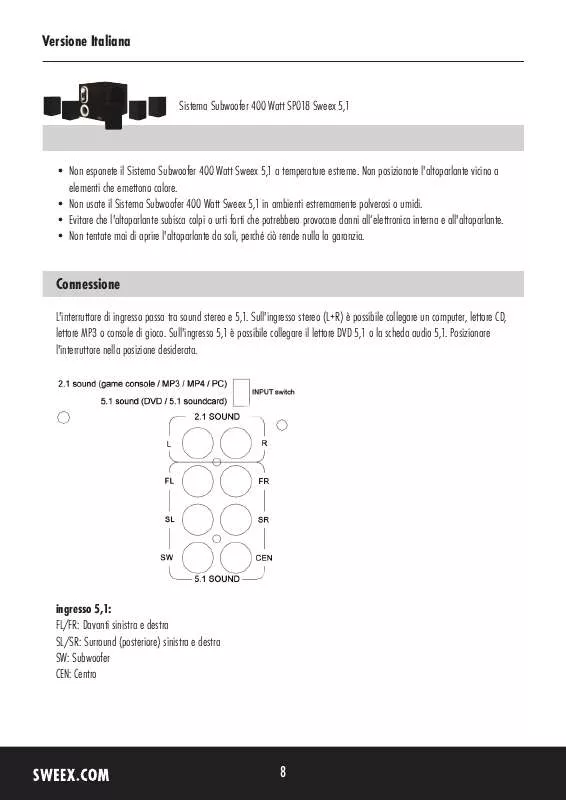 Mode d'emploi SWEEX SP018