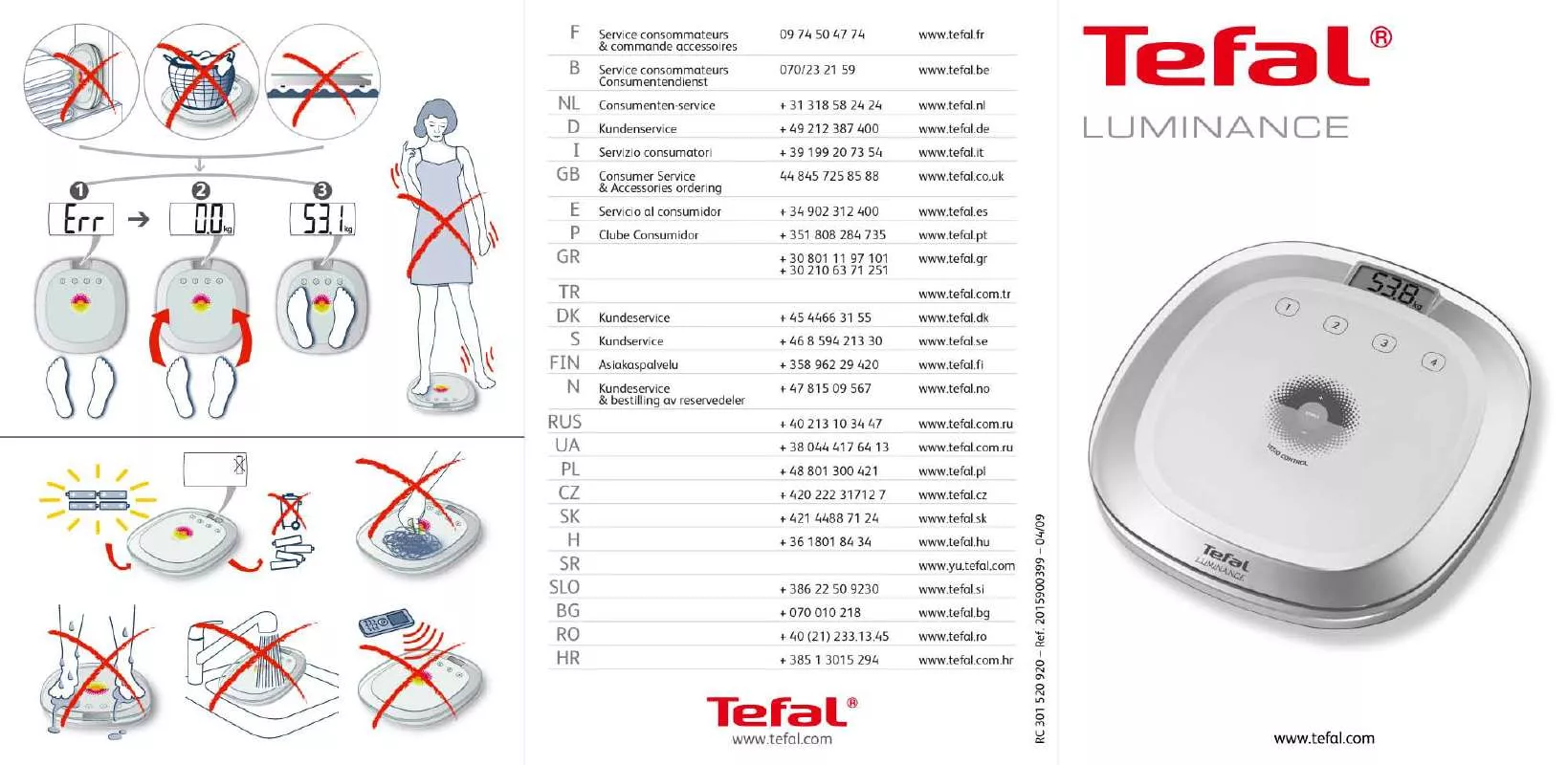 Mode d'emploi TEFAL LUMINANCE