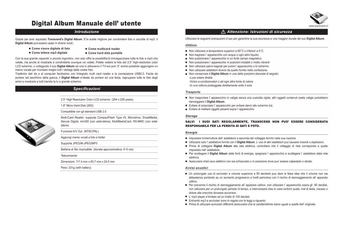 Mode d'emploi TRANSCEND TS25PSP20G