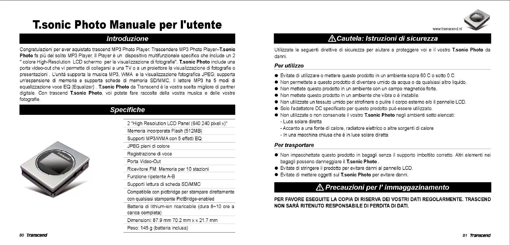 Mode d'emploi TRANSCEND TS512MMP810