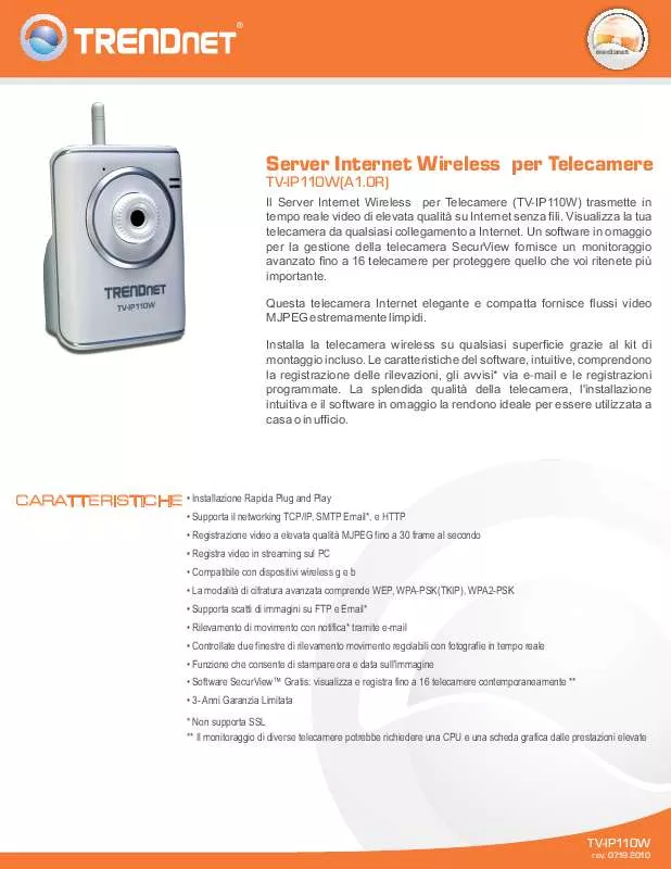 Mode d'emploi TRENDNET TV-IP110W