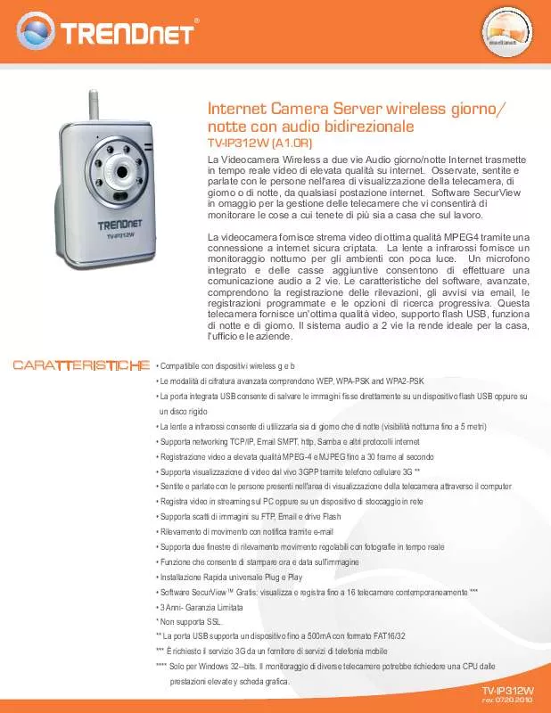 Mode d'emploi TRENDNET TV-IP312W