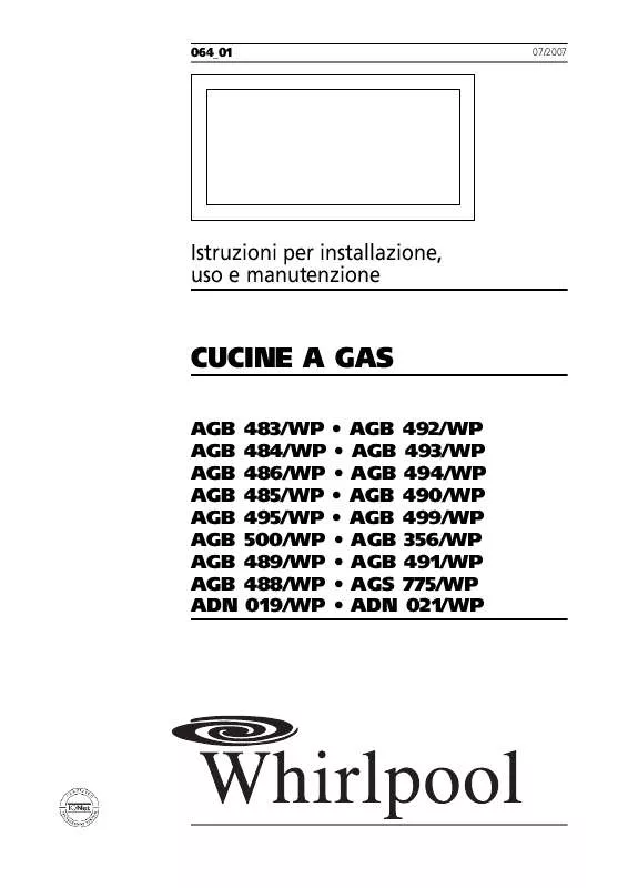 Mode d'emploi WHIRLPOOL AGB 483/WP