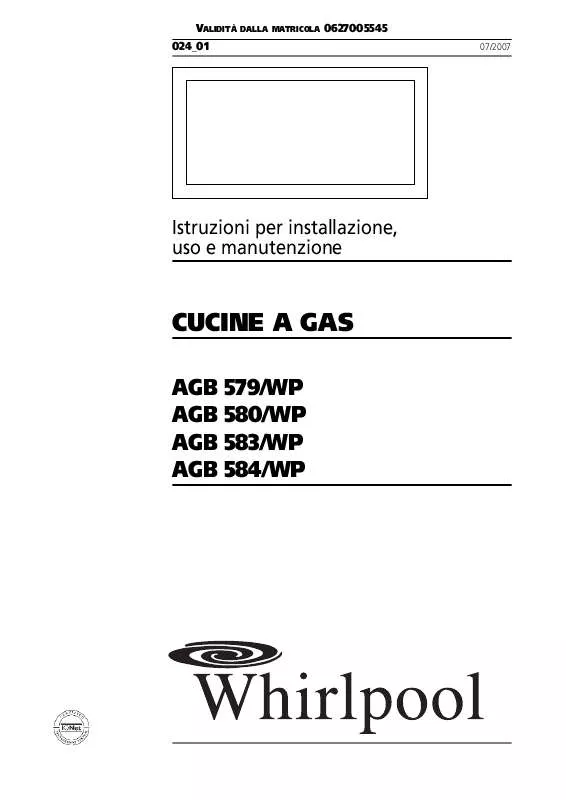 Mode d'emploi WHIRLPOOL AGB 583/WP