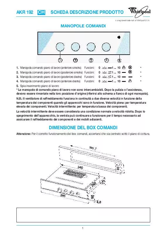 Mode d'emploi WHIRLPOOL AKR 192/WH/01