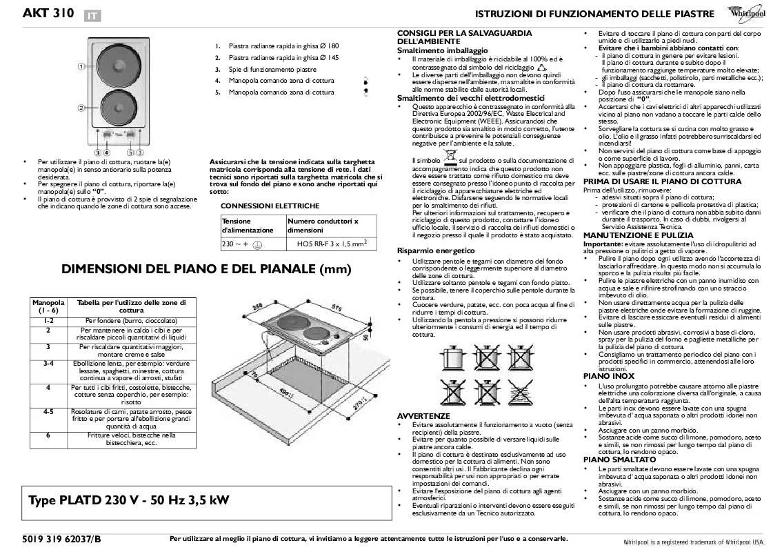 Mode d'emploi WHIRLPOOL AKT 310/TF