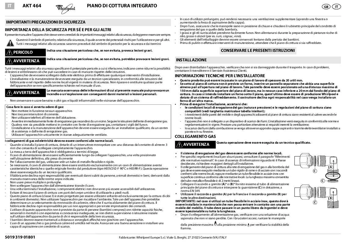 Mode d'emploi WHIRLPOOL AKT 464/WH