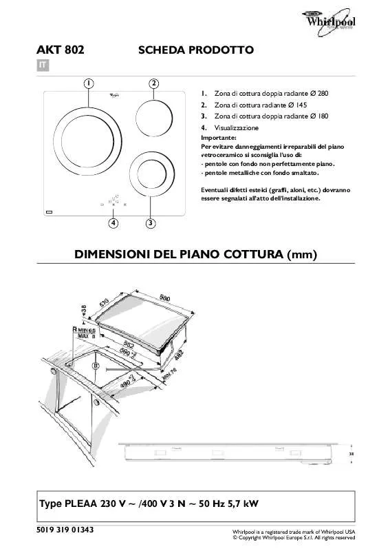 Mode d'emploi WHIRLPOOL AKT 802/IX