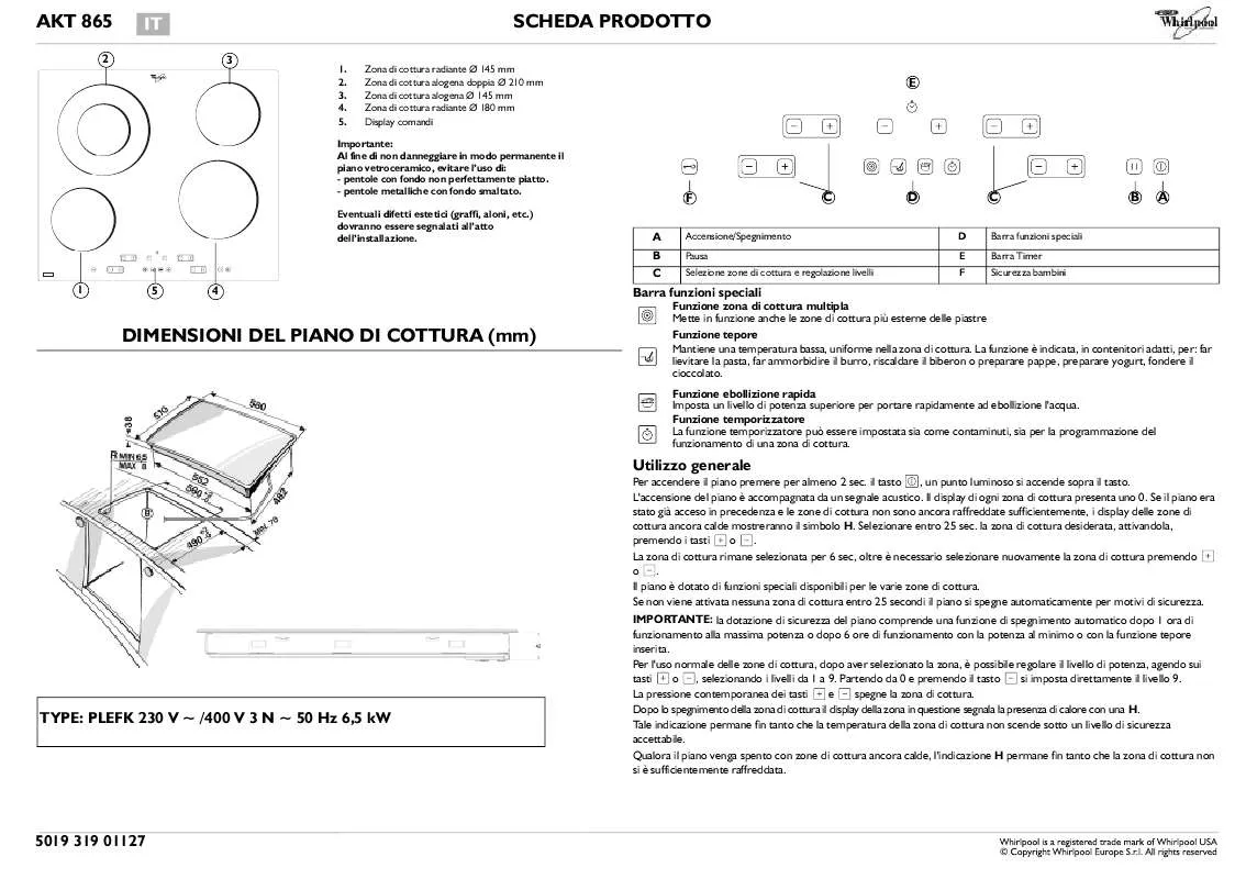 Mode d'emploi WHIRLPOOL AKT 865/BA