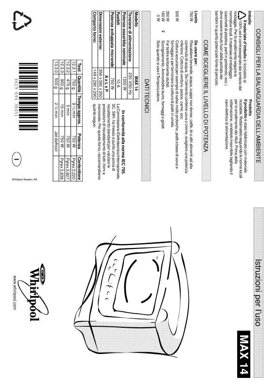 Mode d'emploi WHIRLPOOL MAX 14/2/AB