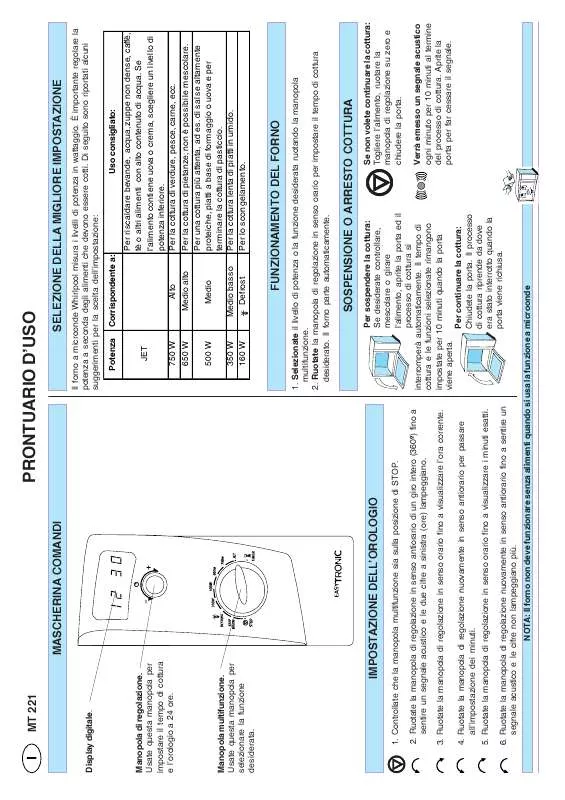 Mode d'emploi WHIRLPOOL MT 221/YELLOW