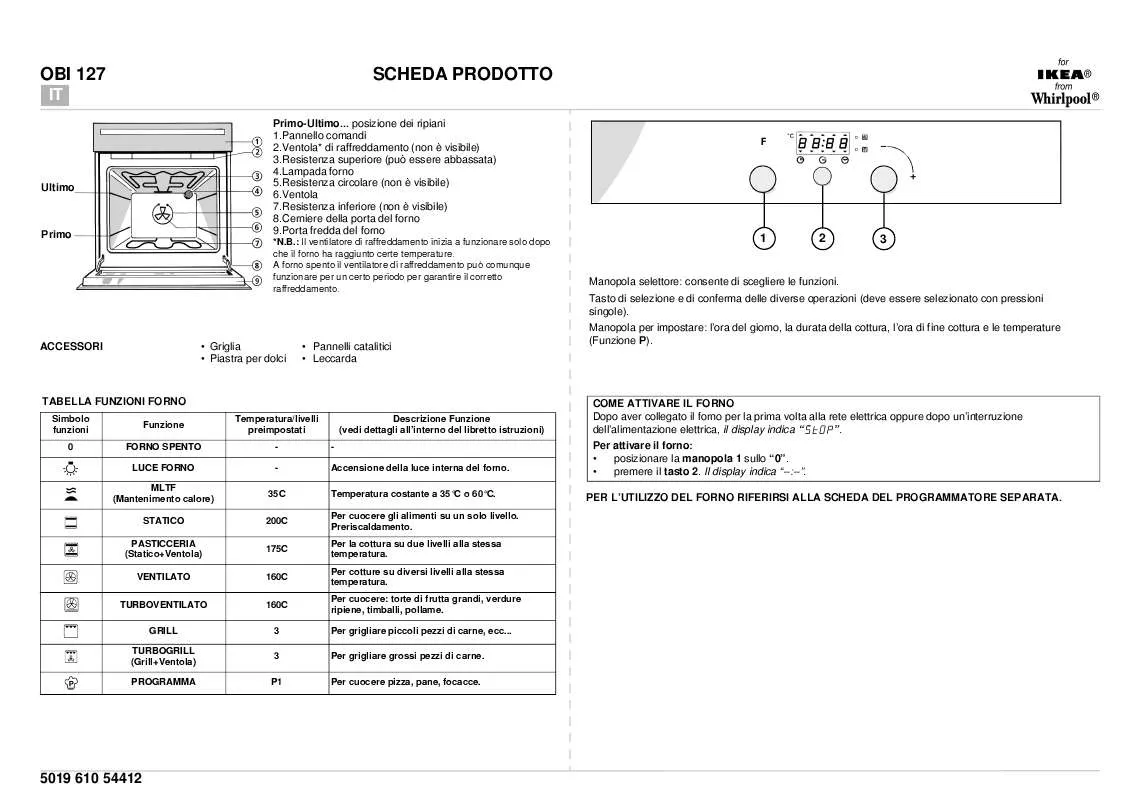 Mode d'emploi WHIRLPOOL OBI 127 S