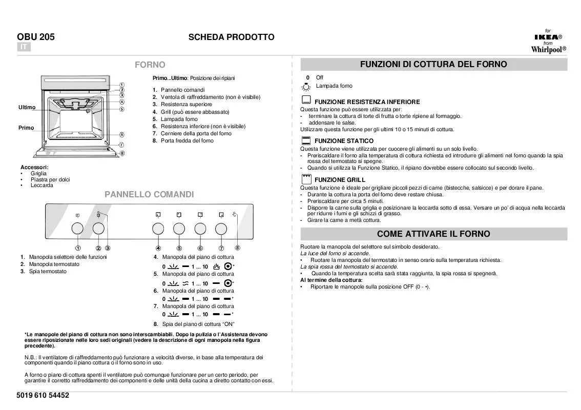 Mode d'emploi WHIRLPOOL OBU 205 S