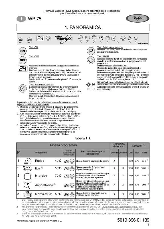 Mode d'emploi WHIRLPOOL WP 75/4 LD